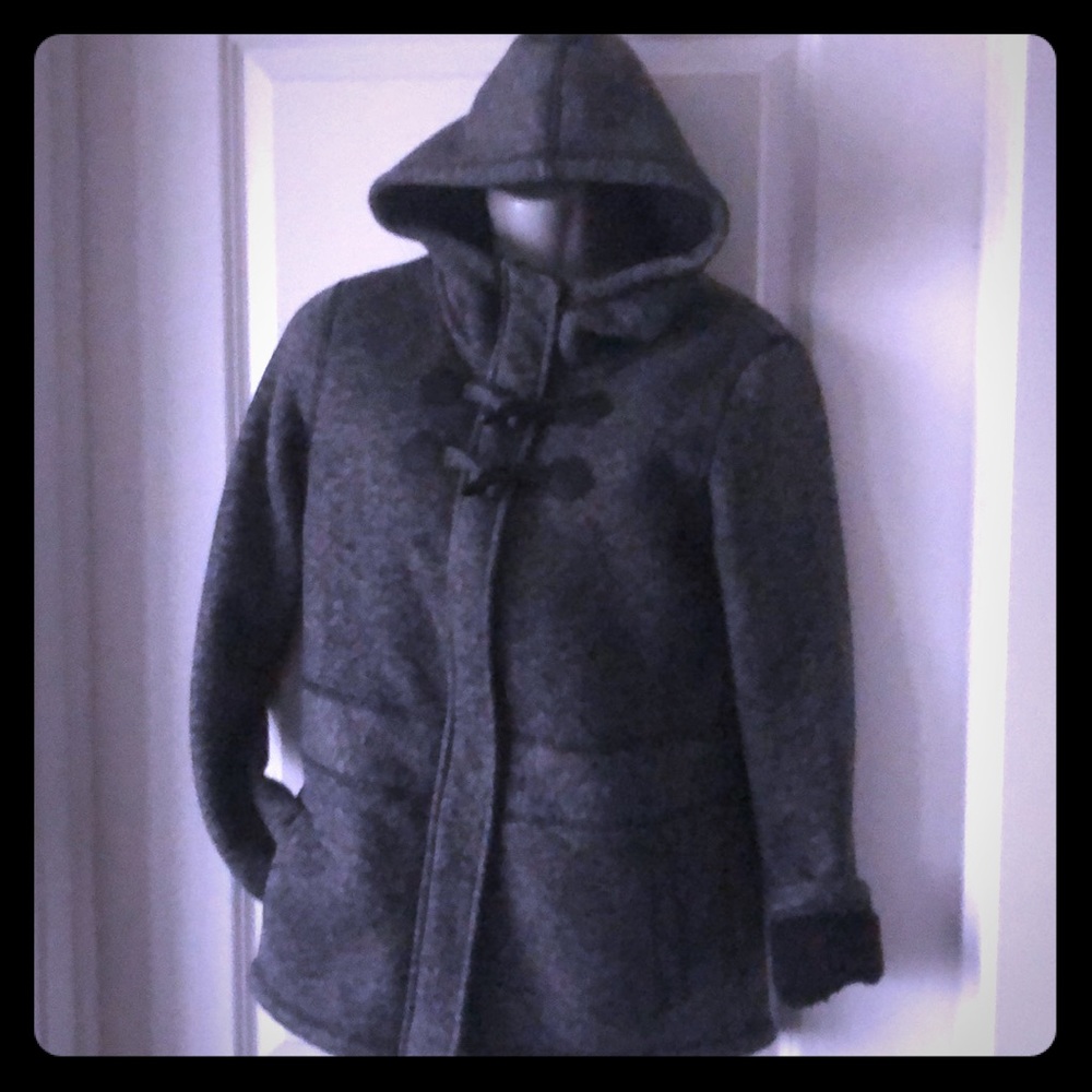 Fleece-lined Space Grey ZipUp Peacoat sz S